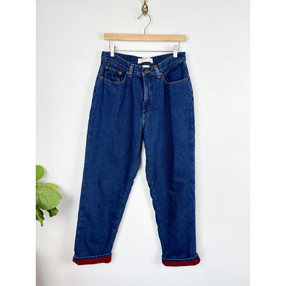 Vintage L.L. Bean Women's Red Fleece Lined Denim High Rise Jeans Sz 12